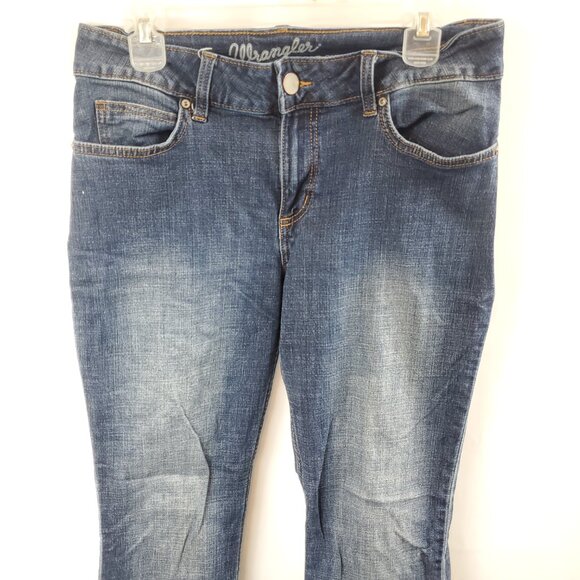 Wrangler Bootcut Womens Dark Blue Wash Denim Jeans Sz 9 x 34 - Picture 2 of 14